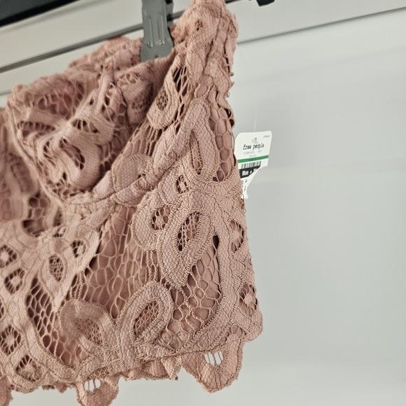 Free People Strapless Lace Crop Top Bandeau - Pink Size LARGE - Picture 5 of 7